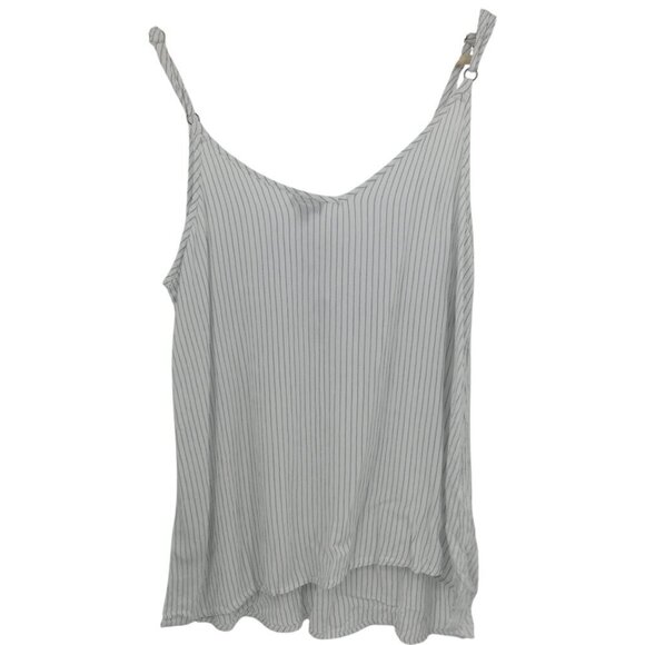 Torrid Striped Faux Lace Up Front Tank Top Size 1X Plus White Blue Spaghetti - Picture 7 of 10